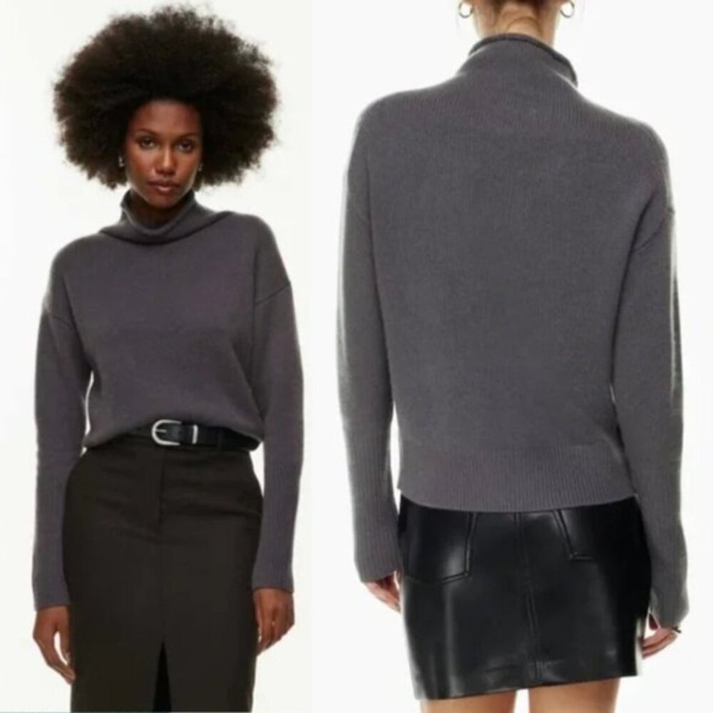 Aritzia Women's Cowl Neck Sweater in Charcoal Gray